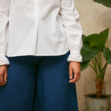 Marie Gather Neck A-Line Blouse in White Recycled Cotton
