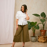 Joni Puff Sleeve Blouse in White Cotton Bamboo