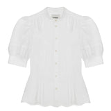 Joni Puff Sleeve Blouse in White Cotton Bamboo