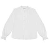 Marie Gather Neck A-Line Blouse in White Recycled Cotton