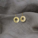 Star Amulet Earrings made out of fairmined gold vermeil by April March Jewellery, sold by Percy Langley