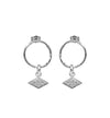 Textured shape earrings with a rhombus tag made out of recycled silver by April March Jewellery, sold by Percy Langley