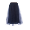 The Ambrey navy blue tulle skirt is a dreamy fairy tale like skirt that's surprisingly easy to wear and guaranteed to evoke joy in the wearer.   The tulle forms double layers on top of a cool cotton lining. The skirt is has an elastic waist band, making it very comfortable to wear.  Cut to fall below the knee with tulle side seems left open for extra swish.