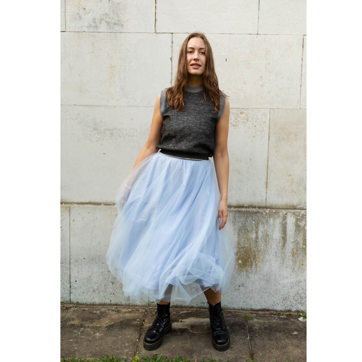 Ambrey Navy Blue Tulle Skirt By Percy Langley Extra Small