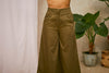 Amelia Wide Leg Culotte Trouser in Khaki Deadstock Cotton by Saywood