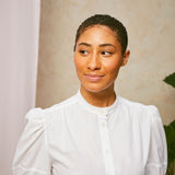 Joni Puff Sleeve Blouse in White Cotton Bamboo