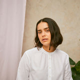Marie Gather Neck A-Line Blouse in White Recycled Cotton