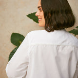 Marie Gather Neck A-Line Blouse in White Recycled Cotton