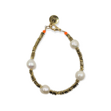 Chunky Gold Hematite & Pearl Spacer Bracelet