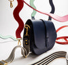 Squiggle Leather Shoulder Strap Navy and Mint by LPOL