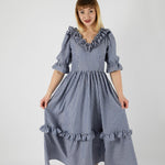 Ruffled V Neck Felicity Dress by The Well Worn