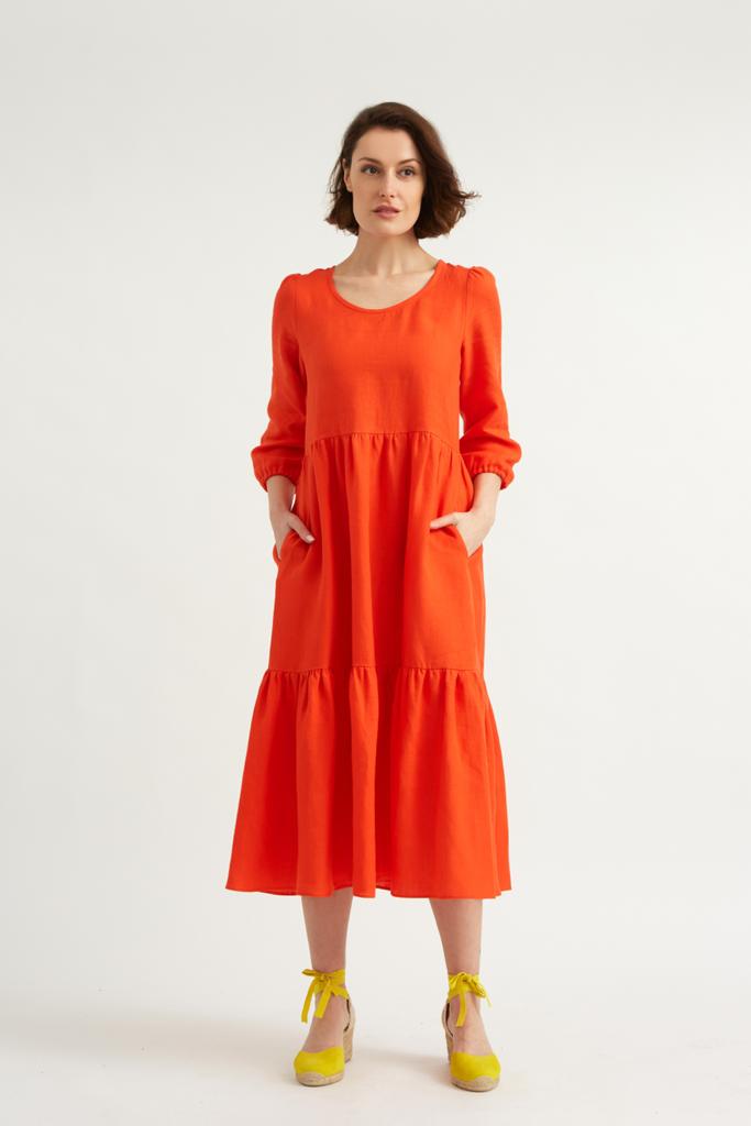 Petticoat Lane Dress in Orange by Justine Tabak
