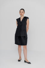 Black Vest with a Mohair Shoulder by INNNA