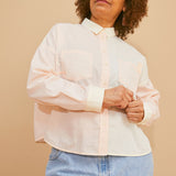 Lela Patchwork Shirt in Pastel Orange/Yellow Cotton