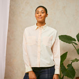Lela Patchwork Shirt in Pastel Orange/Yellow Cotton