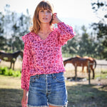 Bianca Ruffle Top in Rani Pink by Dilli Grey