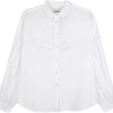 Edi Volume Sleeve Shirt in White Cotton Bamboo
