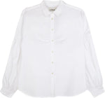Edi Volume Sleeve Shirt in White Cotton Bamboo by Saywood