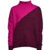 Soft touch luxurious cashmere blend jumper by sustainable design brand LAM. The refined grown on neck, combined with the easy loose fit, looks great tucked into high wasted jeans with a statement belt, or with tailored trousers and heels.  The asymmetric colour-block design adds the perfect statement to any outfit.
