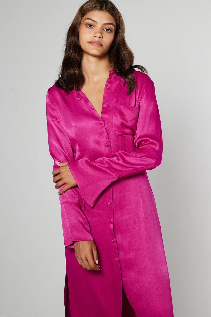 Gala Satin Midi Shirt Dress by Aligne