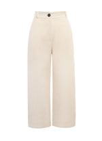Organic Cotton Wide Leg Cropped Trousers in White by Onesta