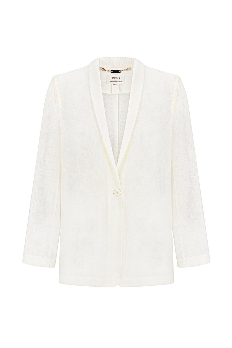 Ivory Blazer-Shirt with a Mohair Weaving by INNNA