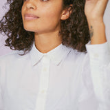 Edi Volume Sleeve Shirt in White Cotton Bamboo