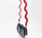 Squiggle Leather Shoulder Strap Red and Pink by LPOL