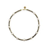 Chunky Gold Hematite & Pearl Spacer Necklace