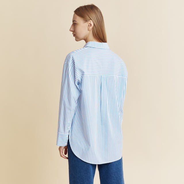 Blue White Stripe Organic Cotton Shirt by Albaray