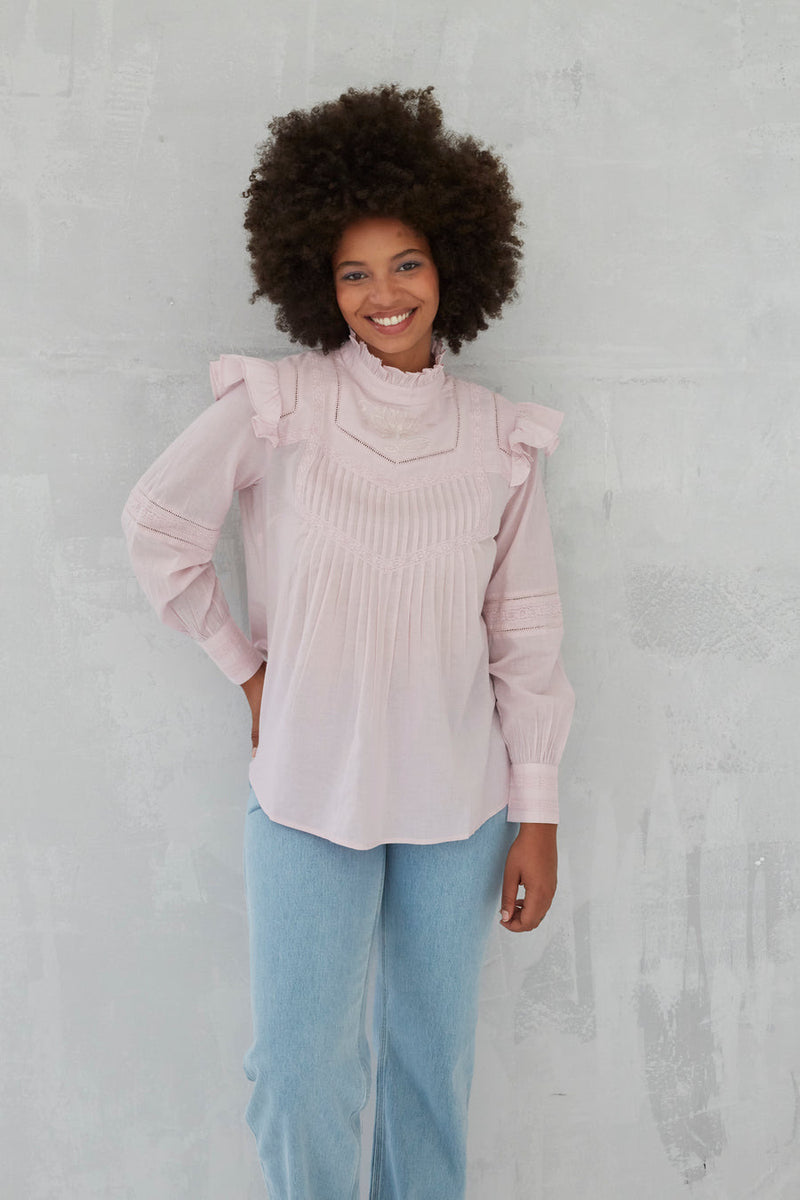 Shalina Embroidered Top in Orchid by Dilli Grey