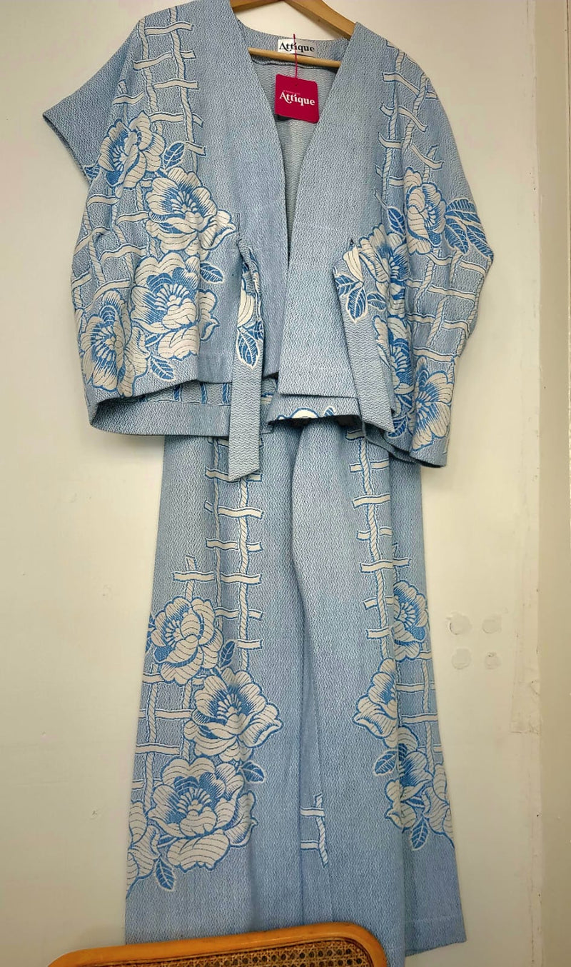 Ava Cotton Set in Soft Blue & Lilac by Attique
