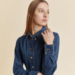Denim Basque Shirt Dress by Albaray