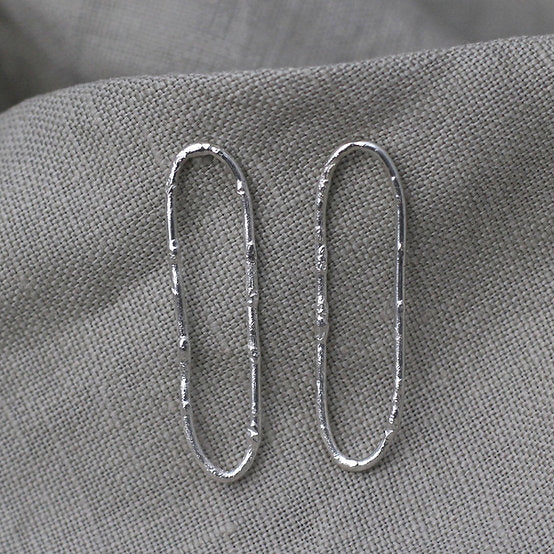 Large Textured Loop Earrings Made From Recycled Silver