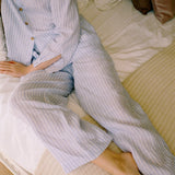Maya Linen Trousers in Baby Blue Stripe