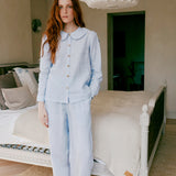 Maya Linen Trousers in Baby Blue Stripe