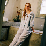 Maya Linen Trousers in Baby Blue Stripe