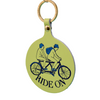 Calling all cycling fans check out this key fob by Ark Colour Design! A great key ring design for any cyclist.  Genuine leather with gold plated ring.  Made in Scotland.  Height: 8.5cm